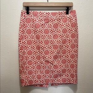 J.Crew Coral and White Patterned Women's Skirt, Size 4